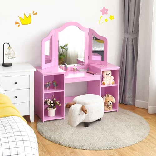 Pink vanity table for kids - table,