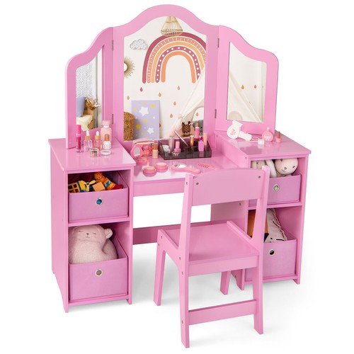 Kids vanity table chair - table,