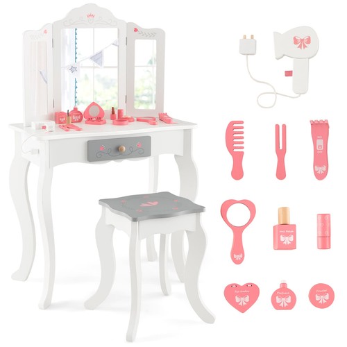 Kids vanity table and stool - and,